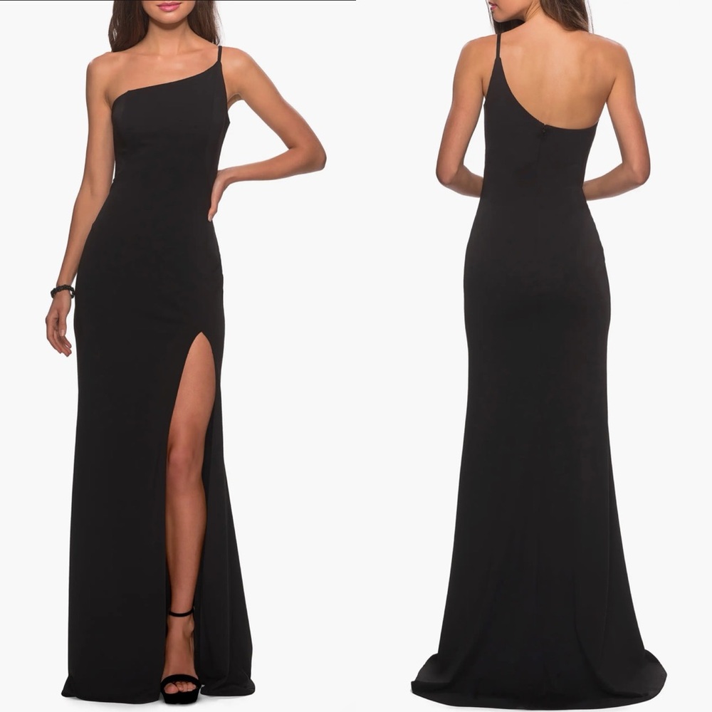 La Femme One Shoulder Jersey Gown, 10